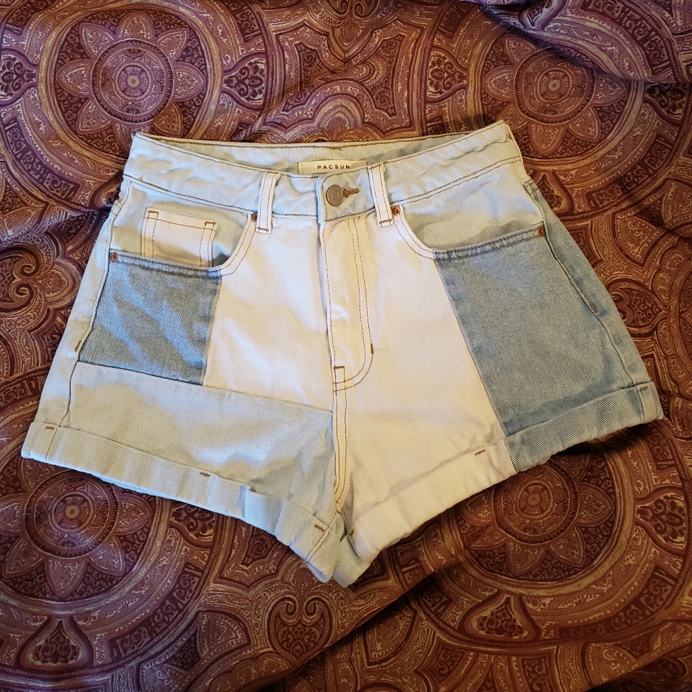 PacSun patchwork denim jean Mom shorts high waist size 26